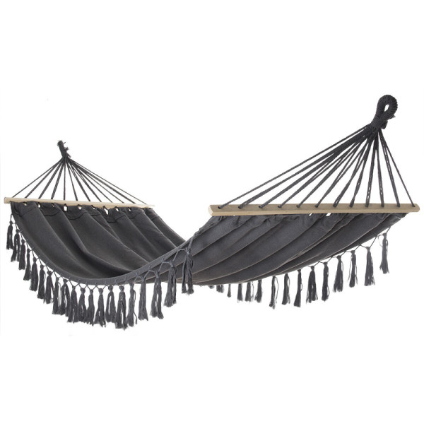 Αιώρα Velco Μονή Βαμβακερή Με Κρόσσια 200x100cm Γκρι 570320 - 1