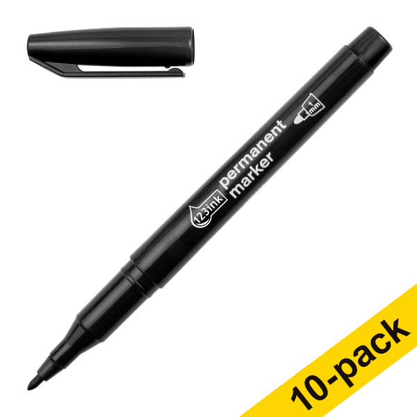 Ανεξίτηλος Μαρκαδόρος 123ink 1mm Black (9+1 ΔΩΡΟ) 300892 - 1