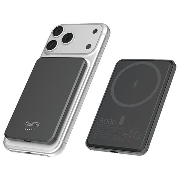 Ασύρματο Powerbank 123ink εξαιρετικά λεπτό μαύρο (20W, 5000 mAh) ADR00363 - 1