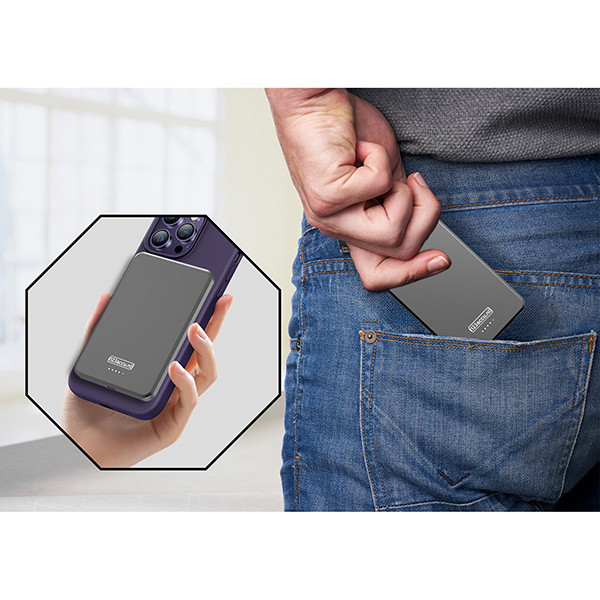 Ασύρματο Powerbank 123ink εξαιρετικά λεπτό μαύρο (20W, 5000 mAh) ADR00363 - 9