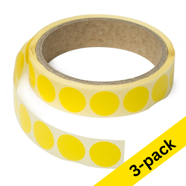 Αυτοκόλλητες Στρογγυλές Ετικέτες 123ink Ø 18 mm Yellow 3 x 1.000 ετικέτες  035231 - 1