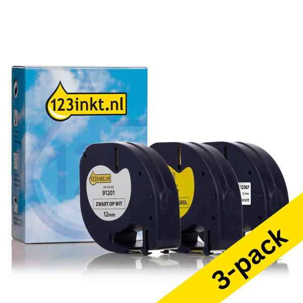 Η έκδοση 123ink! αντικαθιστά την πολυσυσκευασία ταινίας Dymo Letratag, 12 mm (3-συσκευασία) S0721530C S0721610C S0721620C 089277 - 1