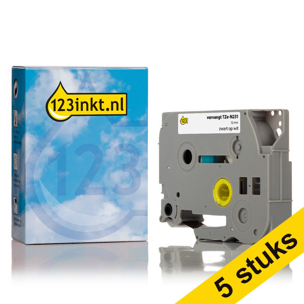 Η έκδοση 123ink αντικαθιστά την Ταινία Brother TZe-N2318m x 12mm Black on White 5-pack TZeN231C 650688 - 1