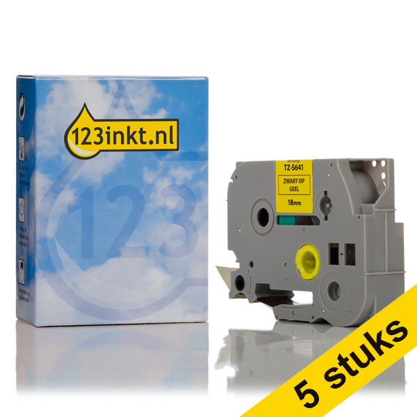 Η έκδοση 123ink αντικαθιστά την Ταινία Brother TZe-S641 Extra Adhesive 8m x 18mm Black on Yellow 5-pack TZeS641C 650673 - 1