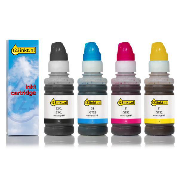 Η έκδοση 123ink αντικαθιστά την πολυσυσκευασία HP GT52/53XL σε μαύρο/κυανό/ματζέντα/κίτρινο 044727 - 1