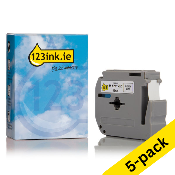 Η έκδοση 123ink αντικαθιστά τη Ταινία Brother M-K231SBZ 4m x 12mm Black on White 5-pack MK231SBZC 650691 - 1