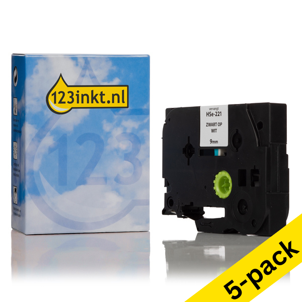 Η έκδοση 123ink αντικαθιστά τη Ταινία Brother TZe-S221 Extra Adhesive 8m x 9mm Black on White 5-pack TZeS221C 650645 - 1