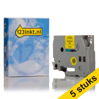 Η έκδοση 123ink αντικαθιστά τη Ταινία Brother TZe-S631 Extra Adhesive 8m x 12mm Black on Yellow 5-pack TZeS631C 650658