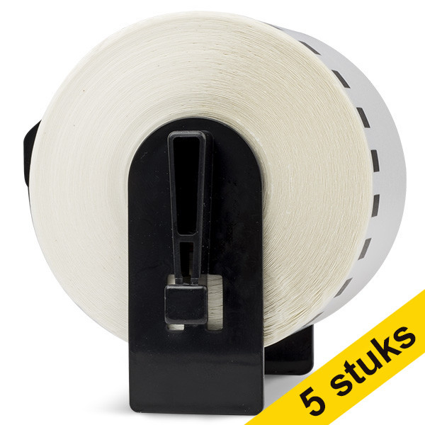 Η έκδοση 123ink αντικαθιστά τις Ετικέτες Brother DK-44605 30,48m x 62mm Black on Yellow 5-pack DK44605C 650646 - 1