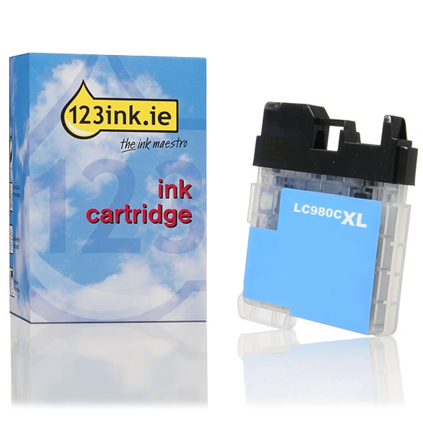 Η έκδοση 123ink αντικαθιστά το Μελάνι Brother LC-980XLC High Capacity Cyan LC980CC 028882 - 1