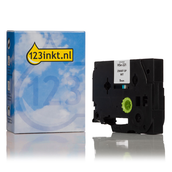 Η έκδοση 123ink αντικαθιστά το Brother HSe-221 μαύρο σε λευκή θερμοσυστελλόμενη ταινία, 9mm HSe221C 088885 - 1