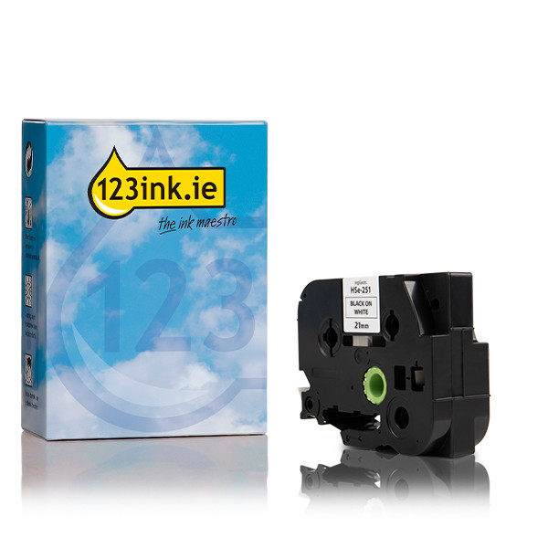 Η έκδοση 123ink αντικαθιστά το Brother HSe-251 μαύρο σε λευκή θερμοσυστελλόμενη ταινία, 21 mm HSE251C 088891 - 1
