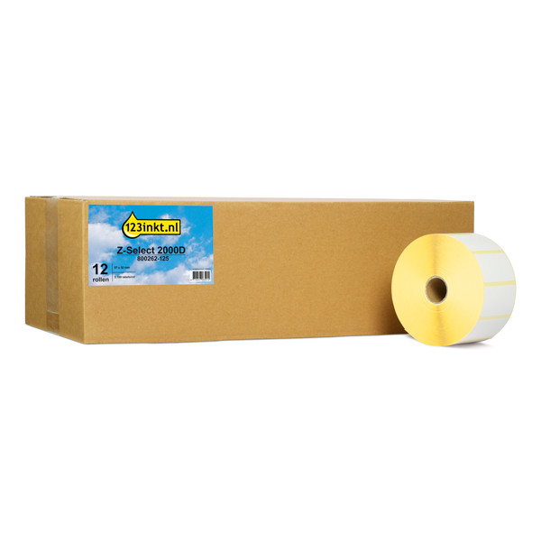 Η μάρκα 123inkt αντικαθιστά την ετικέτα Zebra Z-Select 2000D (800262-125) 57 x 32 mm (12 ρολά) 800262-125C 140017 - 1