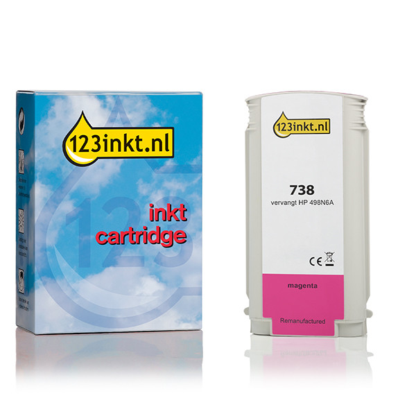 Η μάρκα 123inkt αντικαθιστά το δοχείο μελάνης HP 738 (498N6A) ματζέντα 093283 - 1