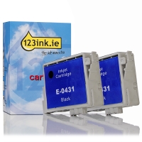 Κασέτα Black μελάνι υψηλής χωρητικότητας Epson T0431 2-pack (123ink) 022373 Κασέτα Black μελάνι υψηλής χωρητικότητας Epson T0431 2-pack (123ink) 022373