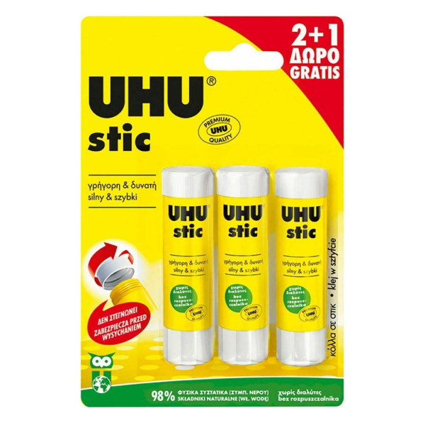 Κόλλα UHU Stick 8.2gr 3τμχ 570277 - 1