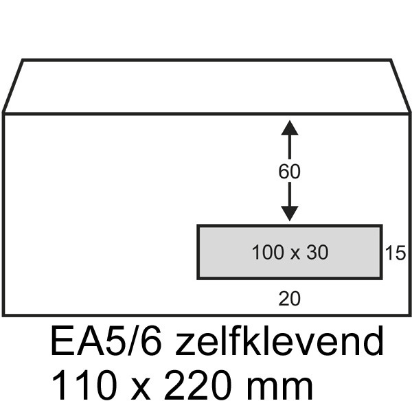 Λευκός Φάκελος Αλληλογραφίας με Παράθυρο EA5/6 110mm x 220mm (500-συσκευασία) 202530 88098972 209018 - 1
