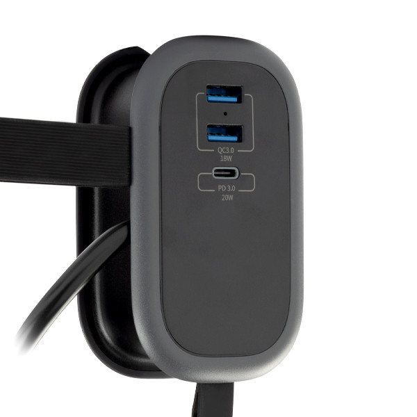 Πολύπριζο σε ρολό 123ink 1 Θέσης με 3 x USB 1,13m Black 390025 - 2
