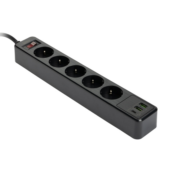Πολύπριζο 123ink 5 Θέσεων με 3 x USB 2m Black 390029 - 1