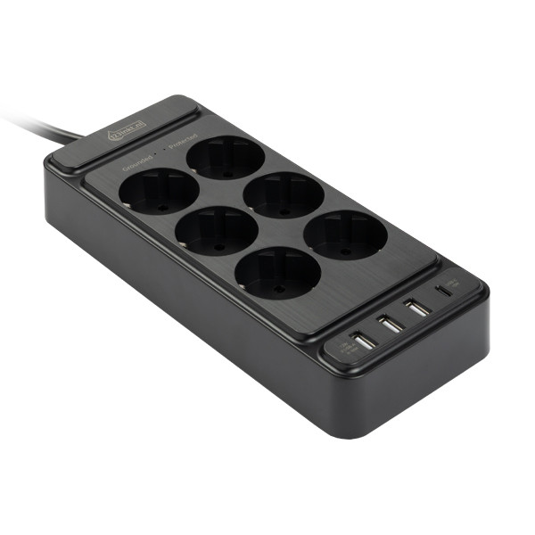 Πολύπριζο 123ink 6 Θέσεων με 4 x USB 2m Black 390030 - 1