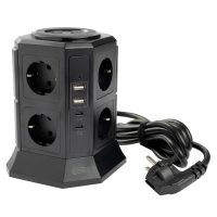 Πολύπριζο 123ink 6 Θέσεων με 4 x USB 2m Black 390026