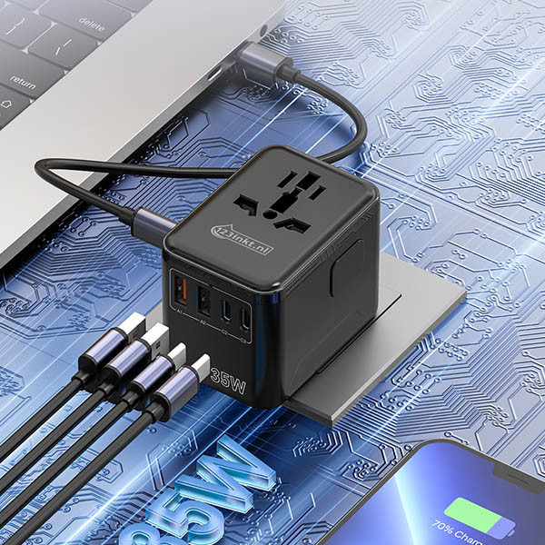 Προσαρμογέας/φορτιστής ταξιδιού 123ink 35W με 2 θύρες USB A + 3 θύρες USB-C 390043 - 7