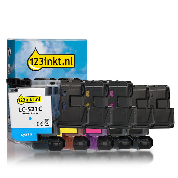 Προσφορά: Η μάρκα 123ink αντικαθιστά το Brother LC-521 2 Black + 3 Colours 5-pack 051534 - 1