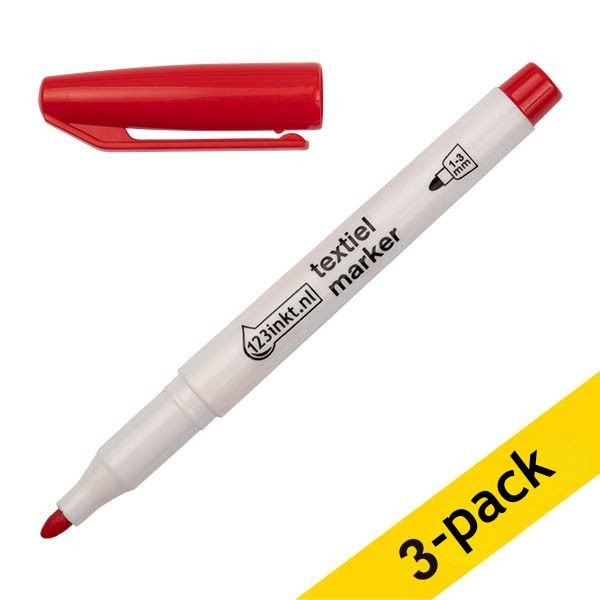 Προσφορά: Μαρκαδόροι Υφασμάτων 123ink 1 - 3 mm Red 3Τεμ 300873 - 1