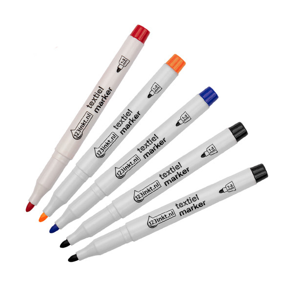 Προσφορά: Μαρκαδόροι Υφασμάτων 123ink (Black/Orange/Blue/Red) 10Τεμ 302724 - 1
