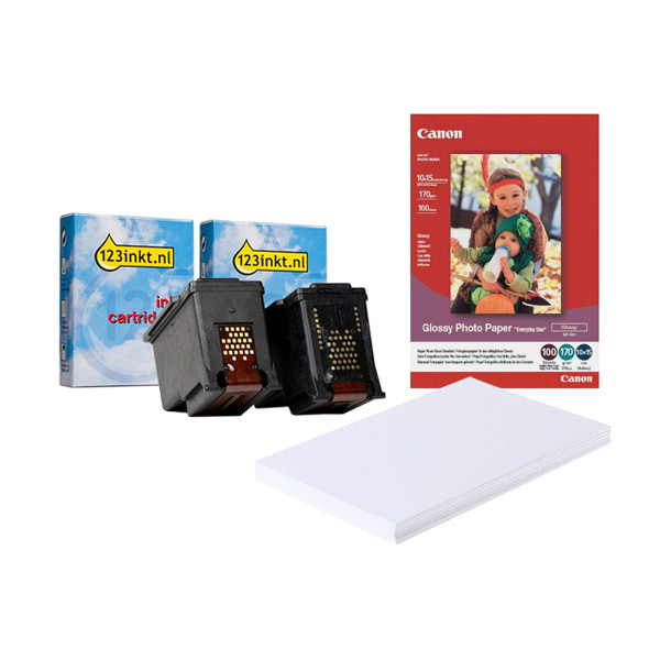 Προσφορά: Συμβατά Μελάνι Canon PG-560/CL-561 Black/ Colour (123ink) 2-pack + Γυαλιστερό Φωτογραφικό Χαρτί Canon GP-501 120866 - 1
