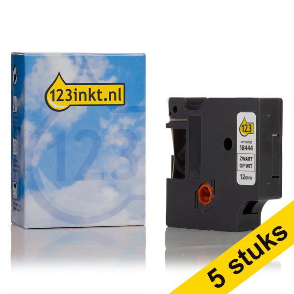 Προσφορά: Συμβατή Ταινία Dymo S0718600 / 18444 IND Rhino Vinyl 5,5m x 12mm Black on White 5-pack (123ink) S0718600C 650535 - 1