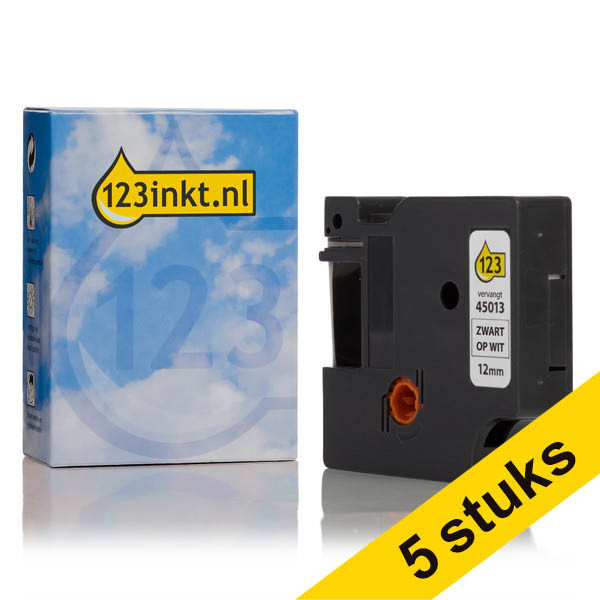 Προσφορά: Συμβατή Ταινία Dymo S0720530 / 45013 Black on White 7m x 12mm (123ink) 5-pack 653094 - 1