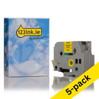 Προσφορά: H έκδοση 123ink αντικαθιστά την ταινία Brother TZe-651, μαύρη σε κίτρινο χρώμα, 24 mm 5-pack 650789