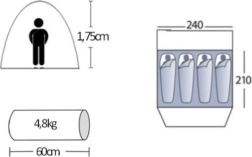 Σκηνή Campus Tunnel 4-5 Ατόμων Μπλε/Ασημί 570304 - 2