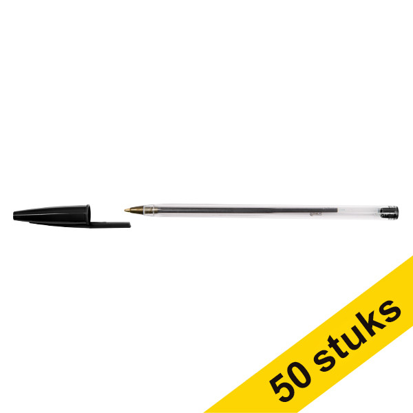 Στυλό διαρκείας 123ink με καπάκι σε έντονο μαύρο χρώμα (50 τεμάχια) 302084 - 1
