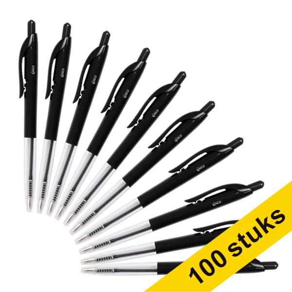 Στυλό διαρκείας 123ink με κουμπί, μαύρο, σε συσκευασία αξίας (100 τεμάχια) 302079 - 1