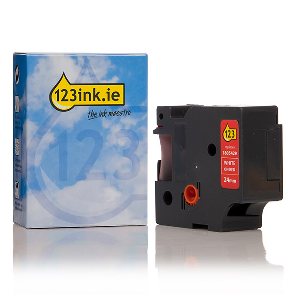 Συμβατή Ταινία Dymo 1805429 IND Rhino Vinyl White on Red 5.5m x 24mm (123ink) 088631 - 1