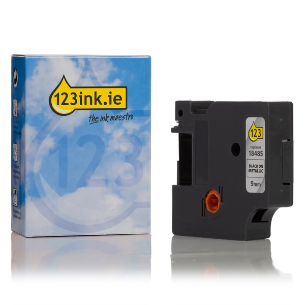 Συμβατή Ταινία Dymo 18485 IND Rhino Permanent Polyester Βlack on Metallic 5.5m x 9mm (123ink) 088687 - 1