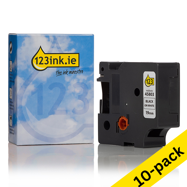 Συμβατή Ταινία Dymo 2093098 / 45803 7m x 19mm Black on White (123ink) 10-pack 2093098C 089171 - 1