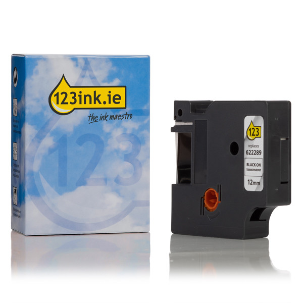 Συμβατή Ταινία Dymo 622289 IND Rhino Permanent Polyester Βlack on Transparent 5.5m x 12mm (123ink) 088679 - 1