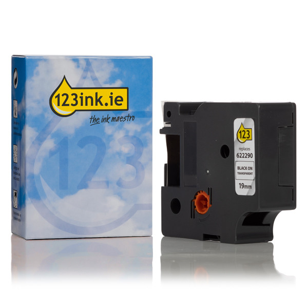Συμβατή Ταινία Dymo 622290 IND Rhino Permanent Polyester Βlack on Transparent 5.5m x 19mm (123ink) 088681 - 1
