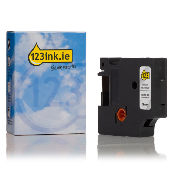Συμβατή Ταινία Dymo S0718160 / 18508DMO IND Rhino Permanent Polyester Βlack on Transparent 5.5m x 9mm (123ink) 088677 - 1