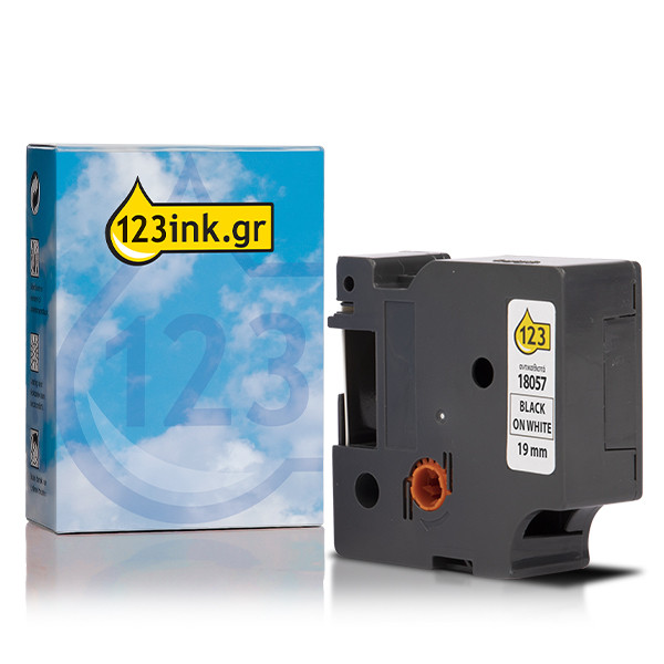 Συμβατή Ταινία Dymo S0718330 / 18057 IND Rhino Θερμοσυρρίκνωσης Black on White 1.5m x 19 mm (123ink) 088701 - 1