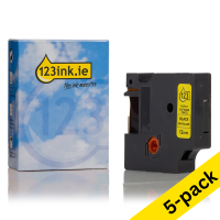 Συμβατή Ταινία Dymo S0718450 / 18432 IND Rhino Vinyl 5,5m x 12mm Black on Yellow (123ink) 5-pack 650584