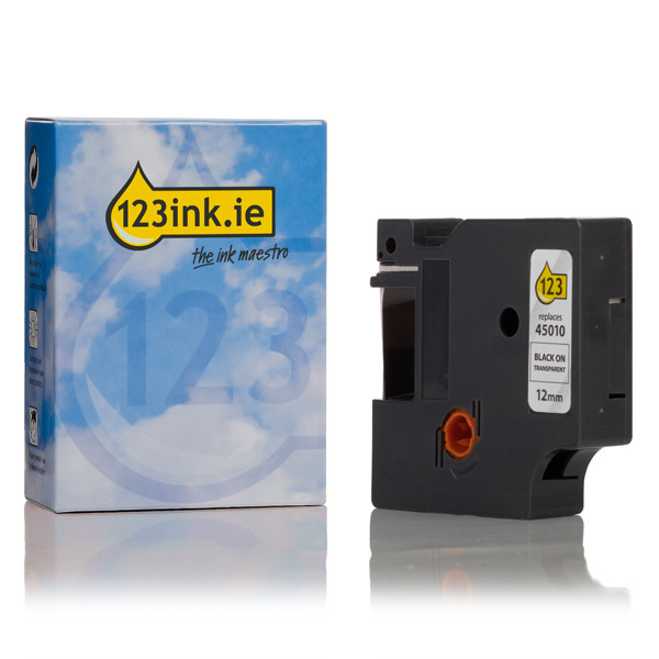 Συμβατή Ταινία Dymo S0720500 / 45010 7m x 12mm Black on Transparent (123ink) S0720500C 088201 - 1