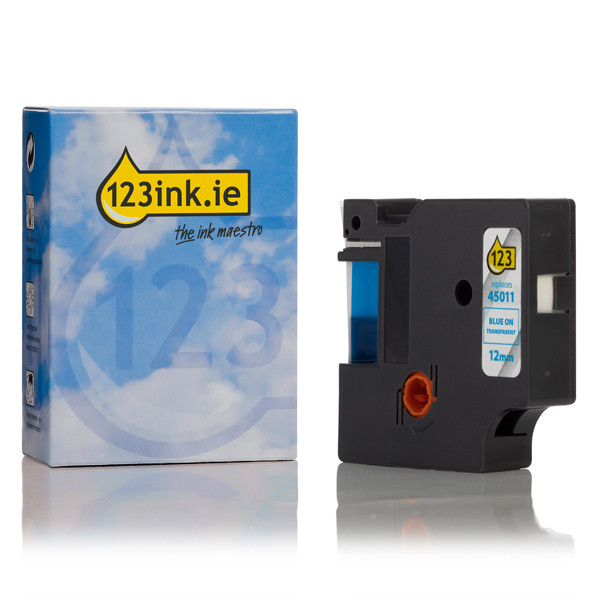 Συμβατή Ταινία Dymo S0720510 / 45011 7m x 12mm Blue on Transaparent (123ink) S0720510C 088203 - 1