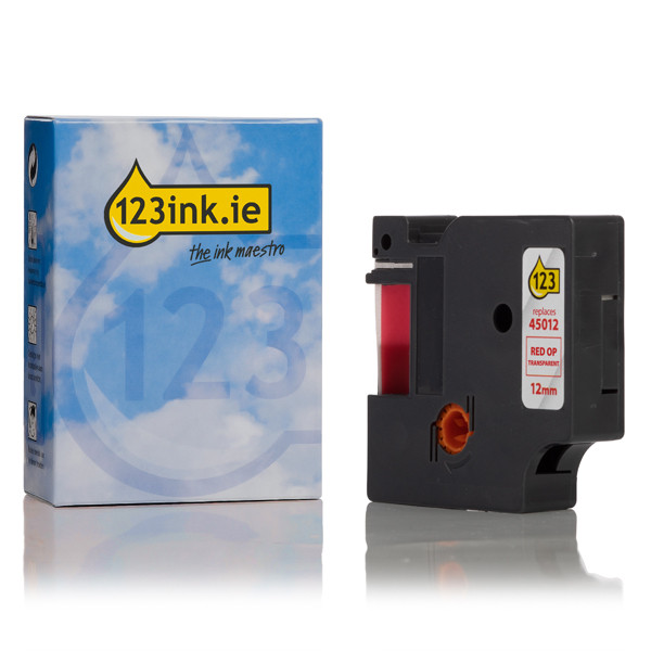 Συμβατή Ταινία Dymo S0720520 / 45012 7m x 12mm Red on Transparent (123ink) S0720520C 088205 - 1