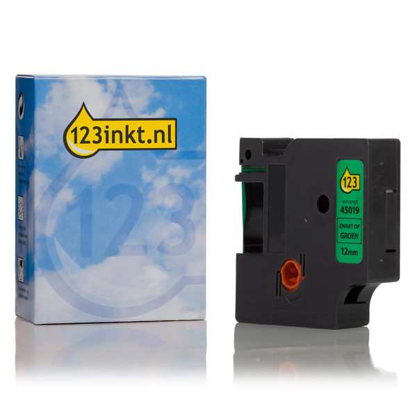 Συμβατή Ταινία Dymo S0720590 / 45019 7m x 12mm Black on Green (123ink) S0720590C 088219 - 1