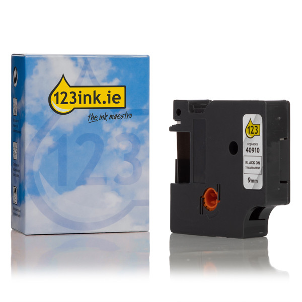Συμβατή Ταινία Dymo S0720670 / 40910 7m x 9mm Black on Transparent (123ink) S0720670C 088101 - 1