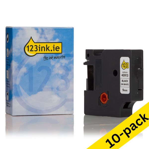 Συμβατή Ταινία Dymo S0720680 / 40913 7m x 9mm Black on White (123ink) 10-pack 2093096C 089167 - 1